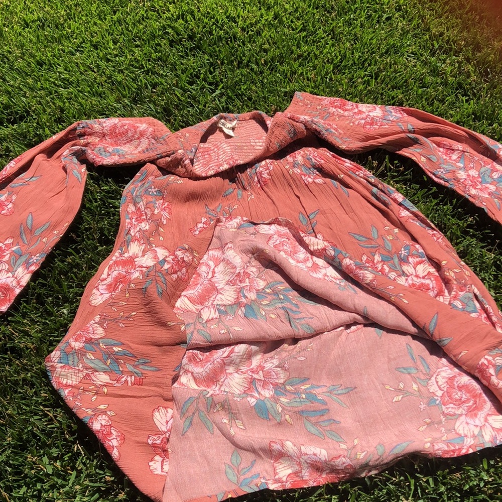 Billabong Rust Pink Floral Off-Shoulder Dress - Picture 9 of 14